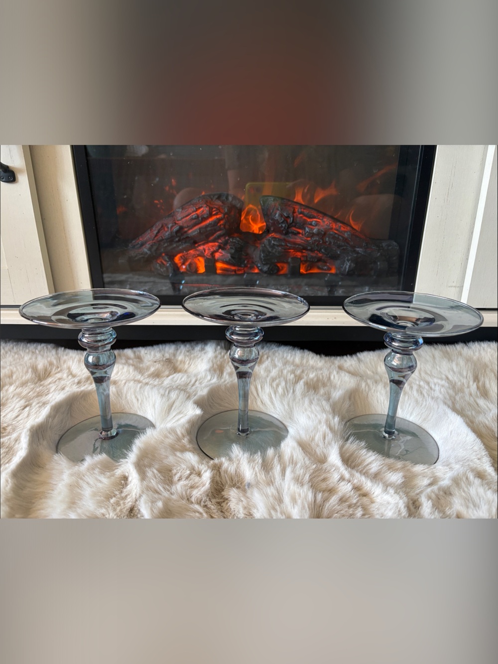 Set of 3 Clear Glass Candle Holders